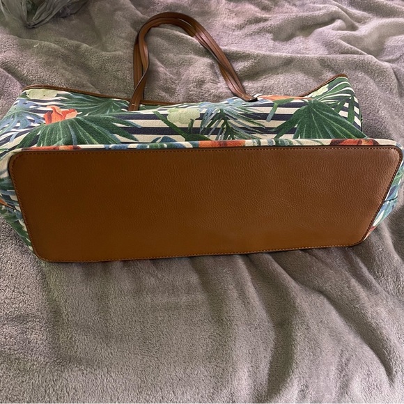 Nine West Tropical Striped Print Tote Bag - Picture 6 of 9